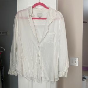 Long button down white top